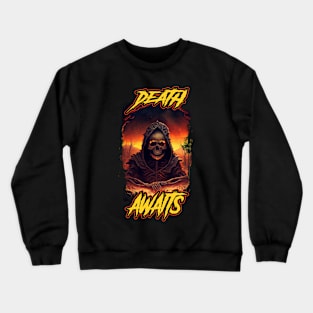 Death Awaits Grim Reaper Angel Of Death Crewneck Sweatshirt